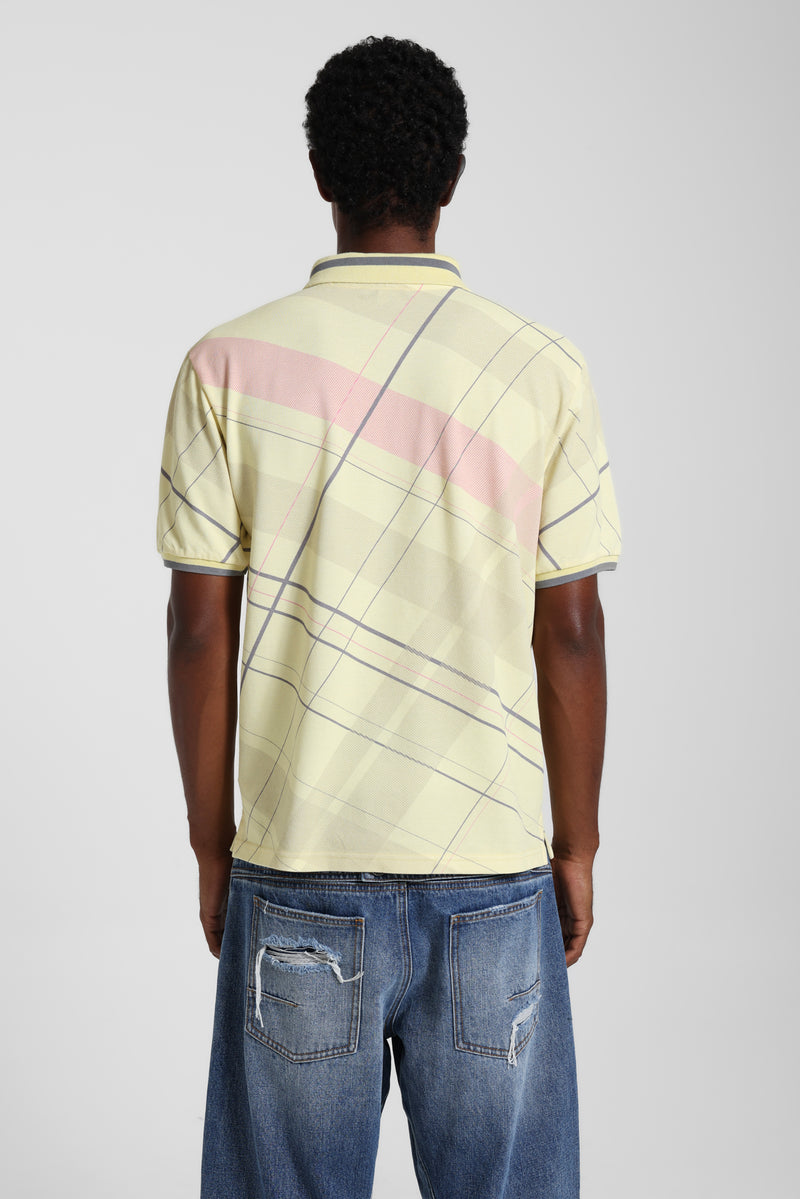 Yellow Momentum Check Polo Top – view 6