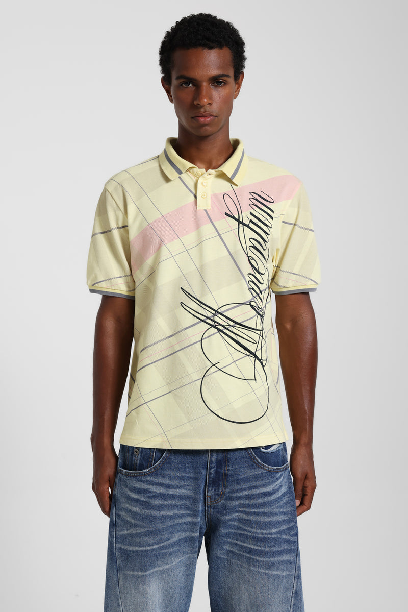 Yellow Momentum Check Polo Top – view 3