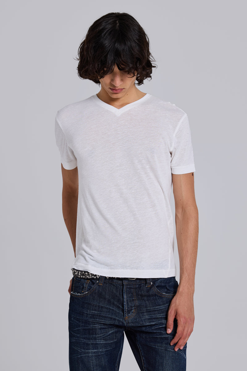 Linen V-Neck T-Shirt