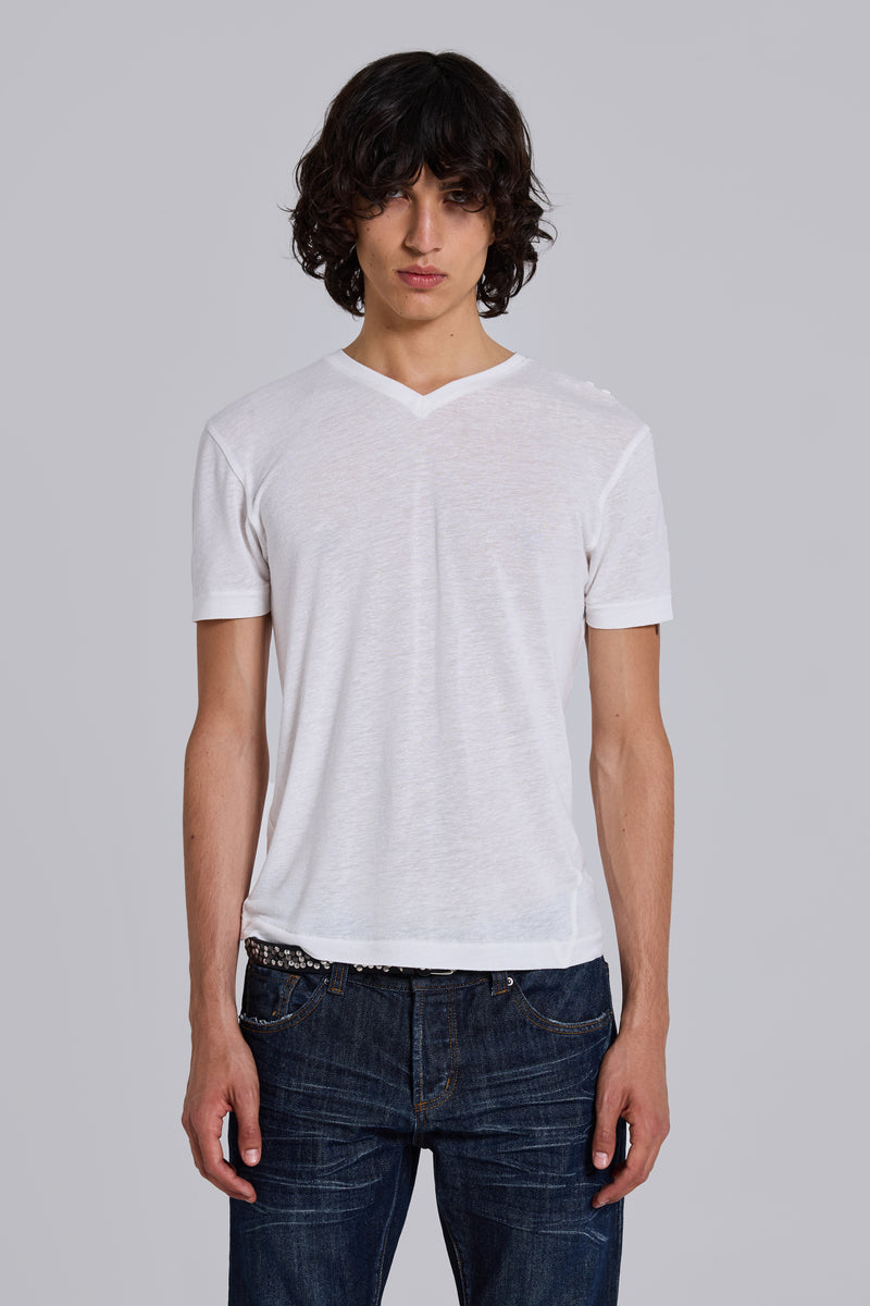 Linen V-Neck T-Shirt