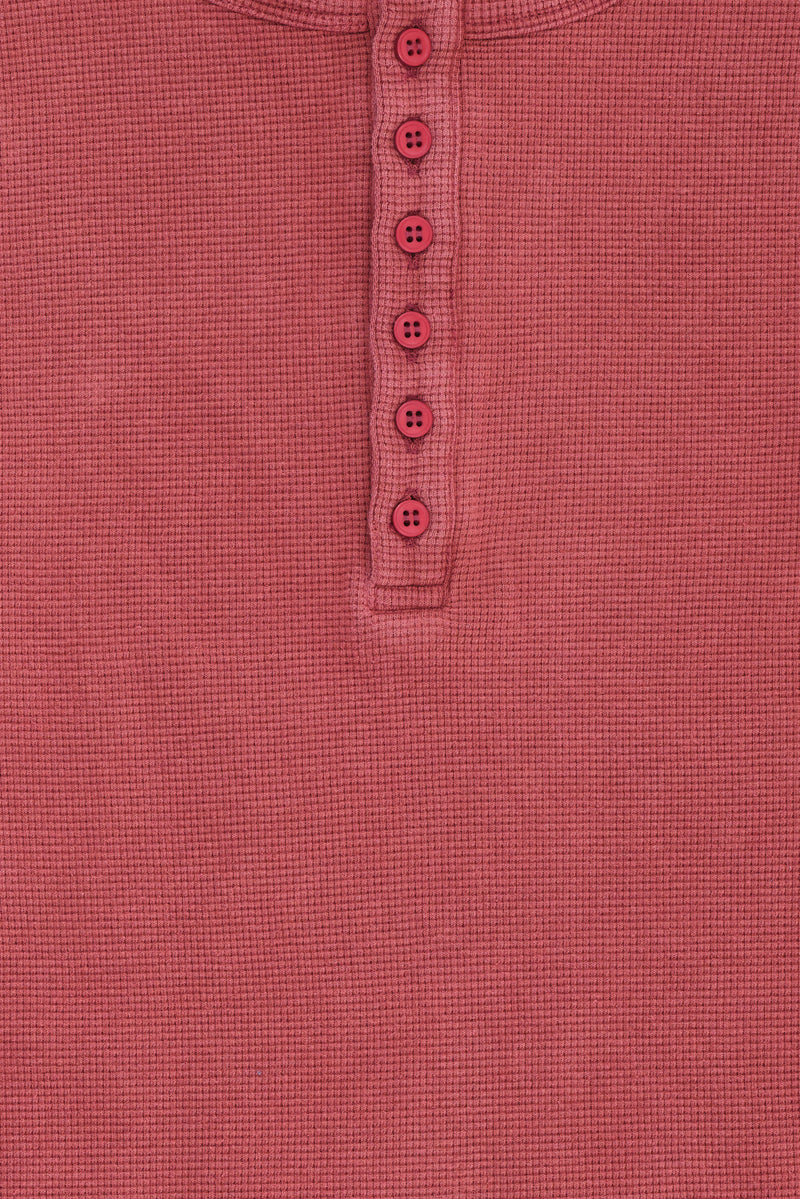 Red Waffle Henley Top