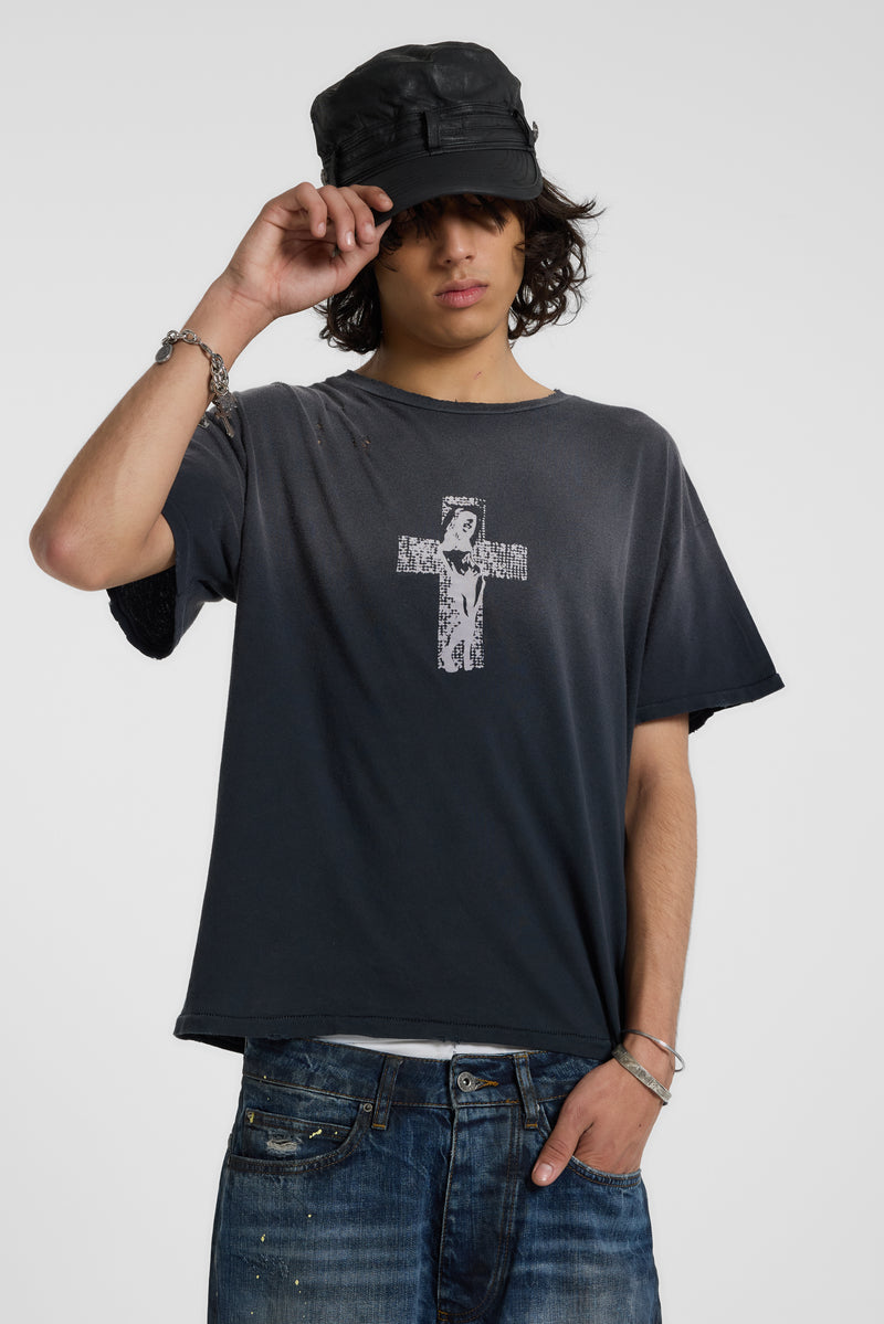 Washed Black Crucifix Tee