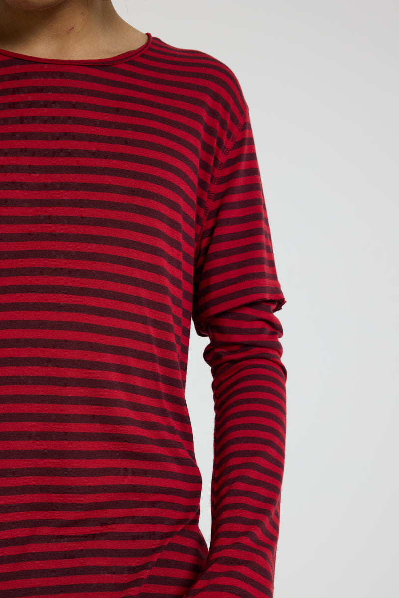 Red And Black Stripe Double Layer Ls Top