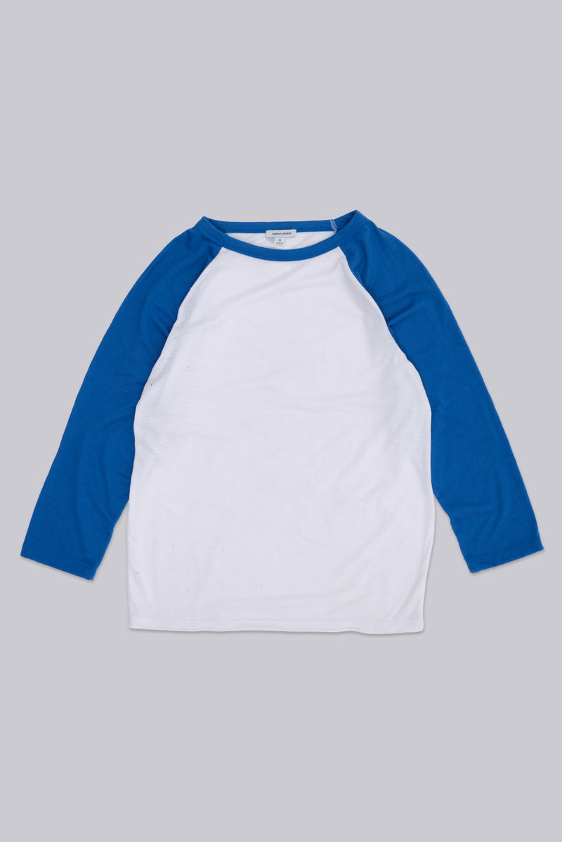 Blue Los Angeles Distressed Raglan Top