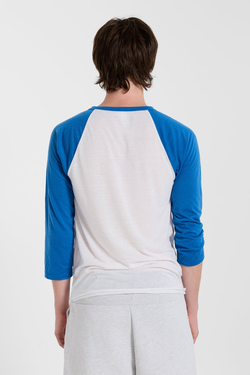 Blue Los Angeles Distressed Raglan Top