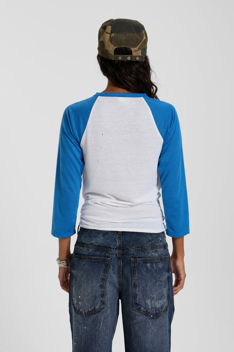 Blue Los Angeles Distressed Raglan Top – view 2