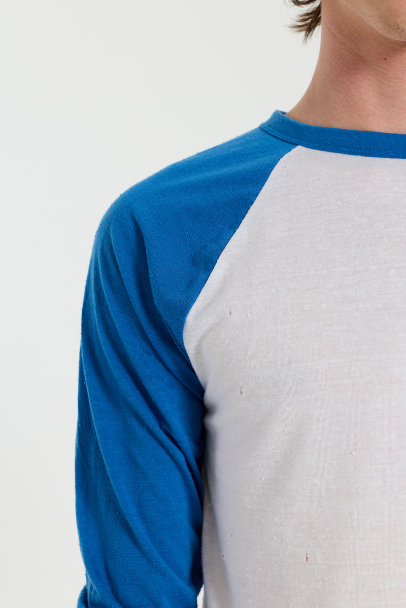 Blue Los Angeles Distressed Raglan Top