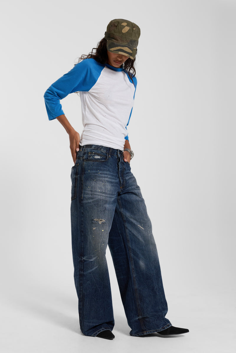 Blue Los Angeles Distressed Raglan Top – view 6
