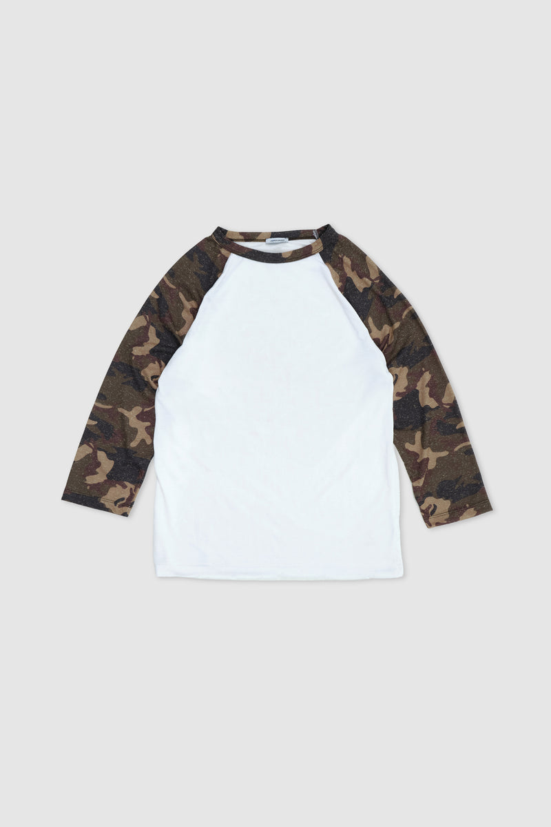 Camo Los Angeles Distressed Raglan Top