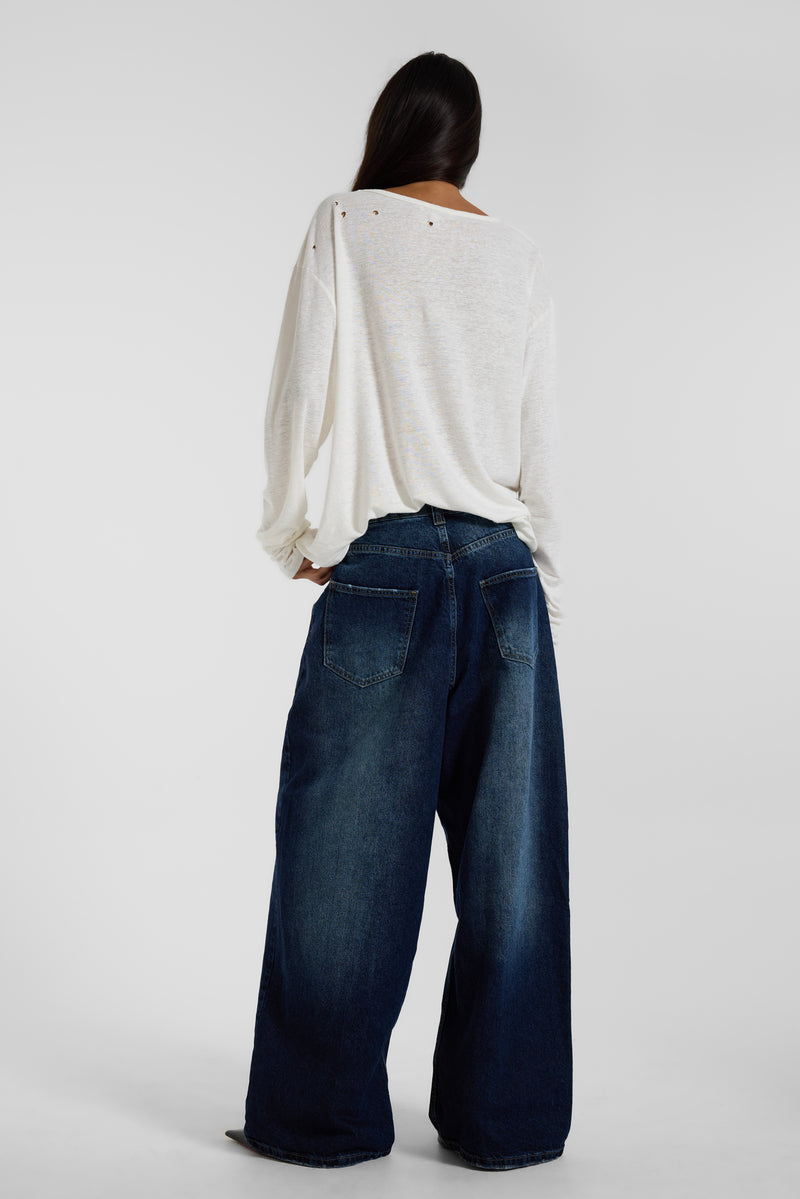 Slub White Long Sleeve T-Shirt
