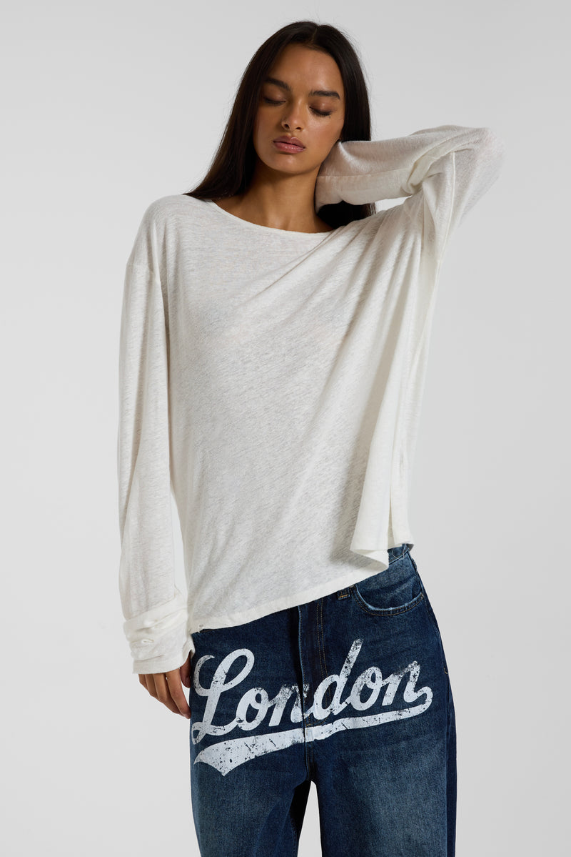 Slub White Long Sleeve T-Shirt