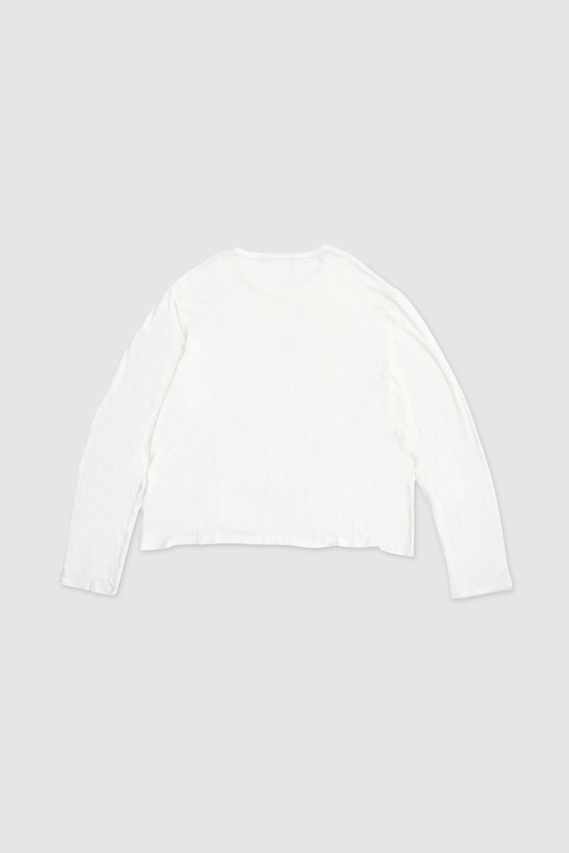 Slub White Long Sleeve T-Shirt – view 7