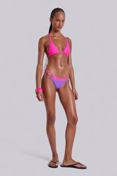 Zyra Neon Studded Triangle Bikini Top - UK 10 / Pink