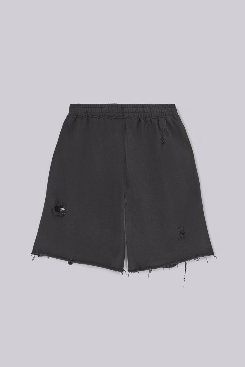 Black Distressed Monster Shorts