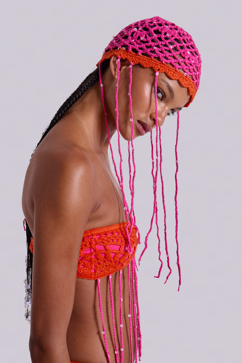 Aurea Crochet Fringe Sequin Hat