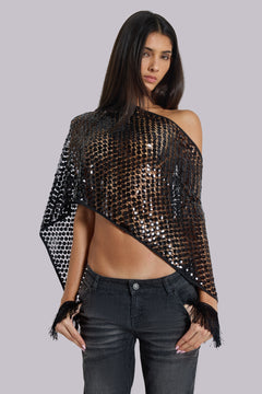 Noctis Sequin Cape - One Size / Black