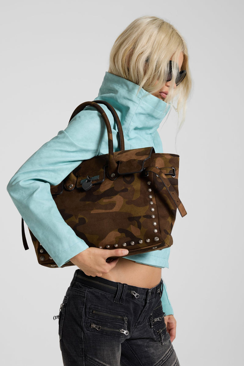 Kendra Camo PU Suede Bag