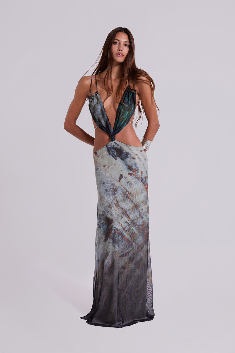 Azariah Maxi Dress With Turquoise Trim