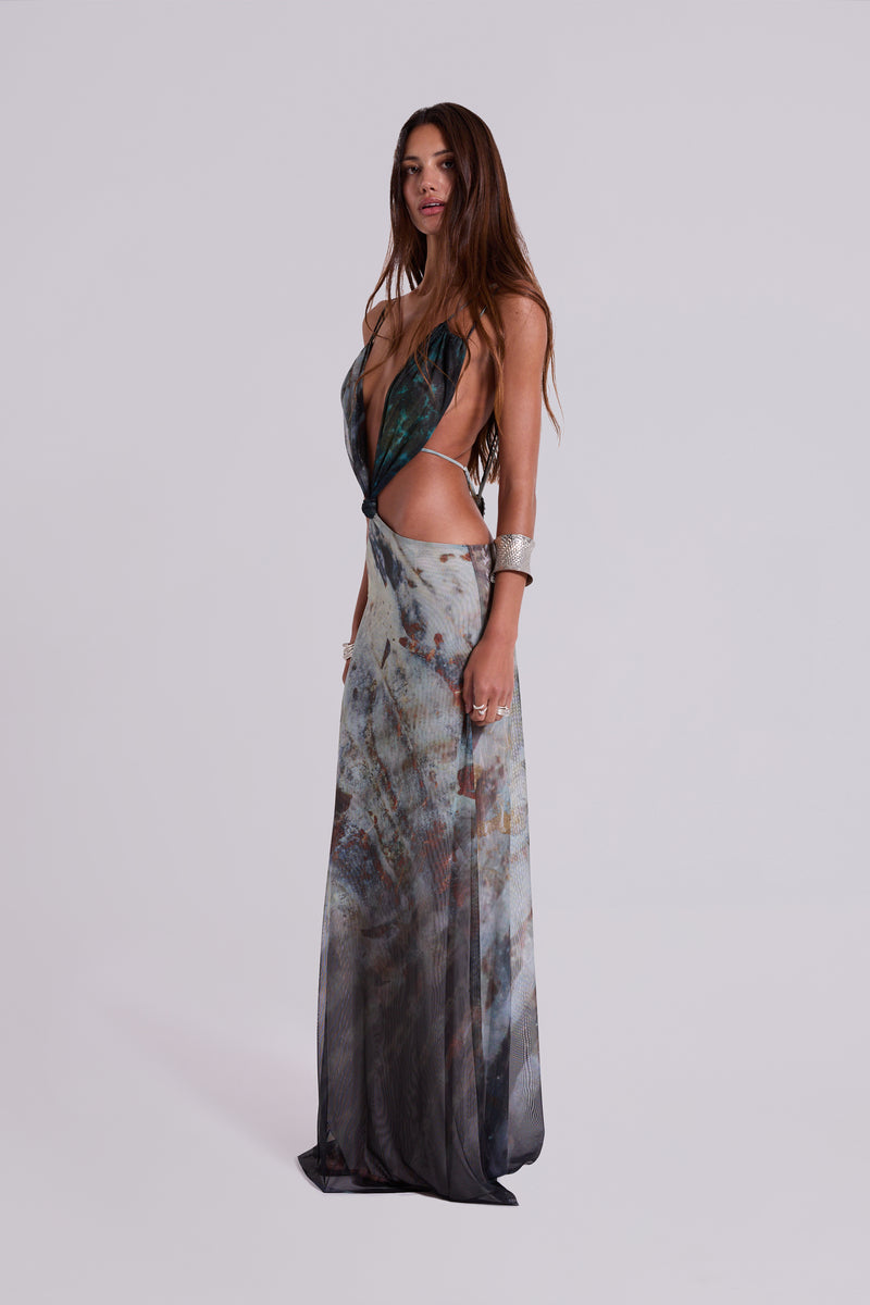 Azariah Maxi Dress With Turquoise Trim