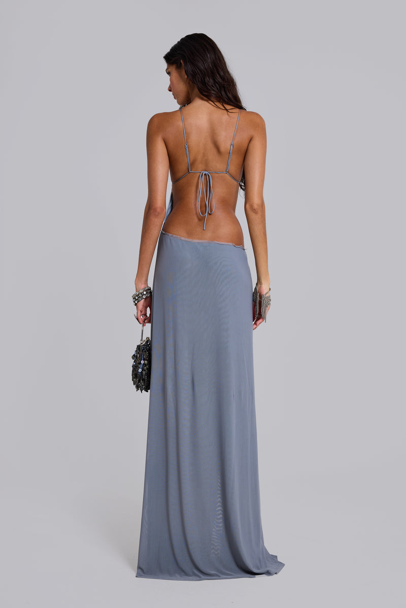 Brisa Asymmetric Hand-Beaded Maxi Dress
