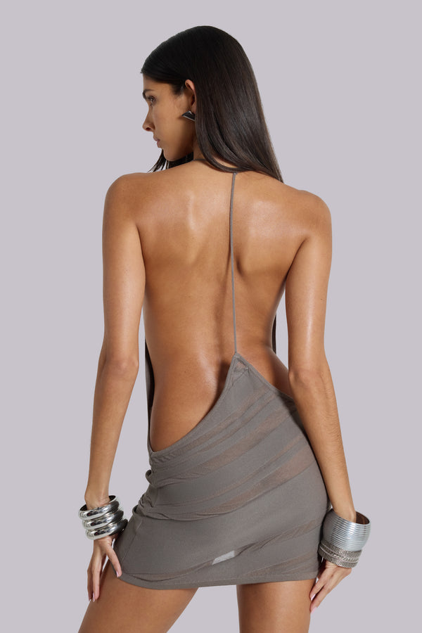 Noir Knit Mini Dress in Truffle