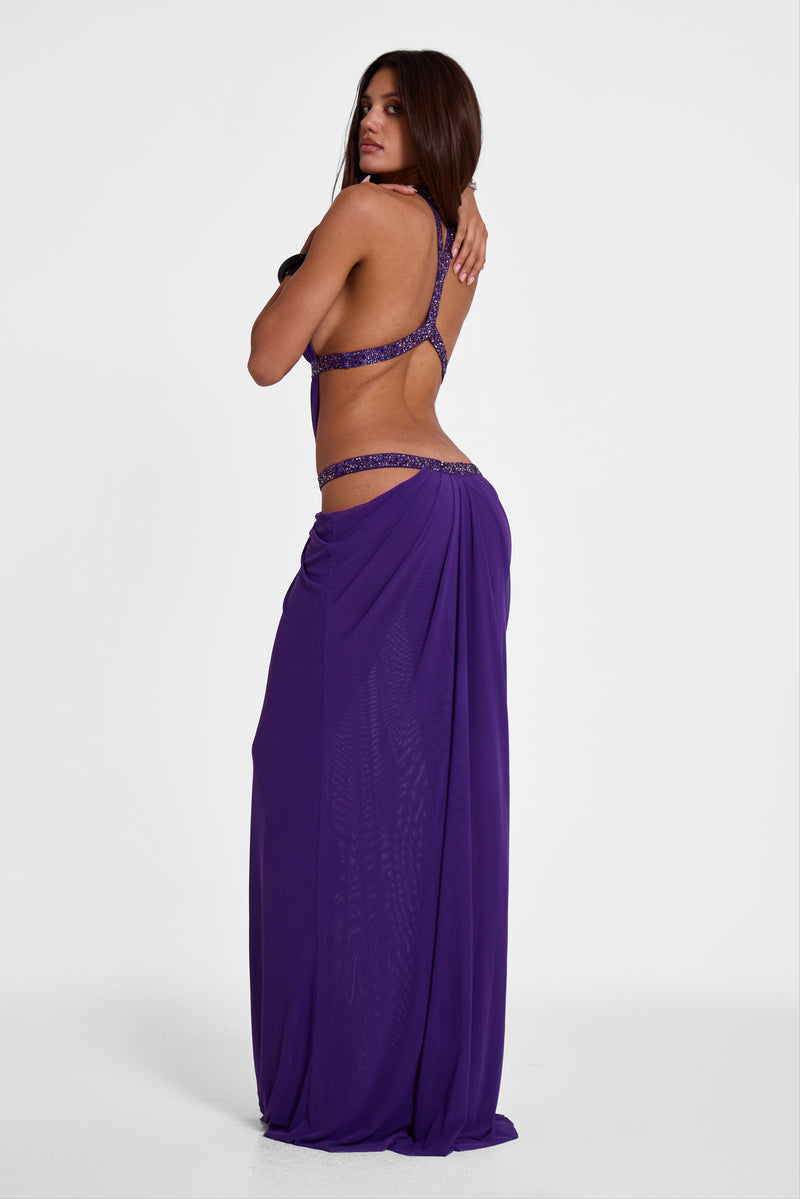 6AM Cut Out Maxi Dress in Violet