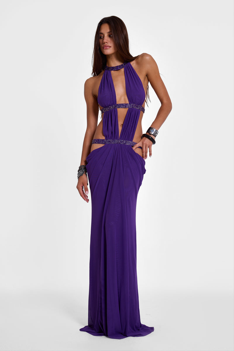 6AM Cut Out Maxi Dress in Violet