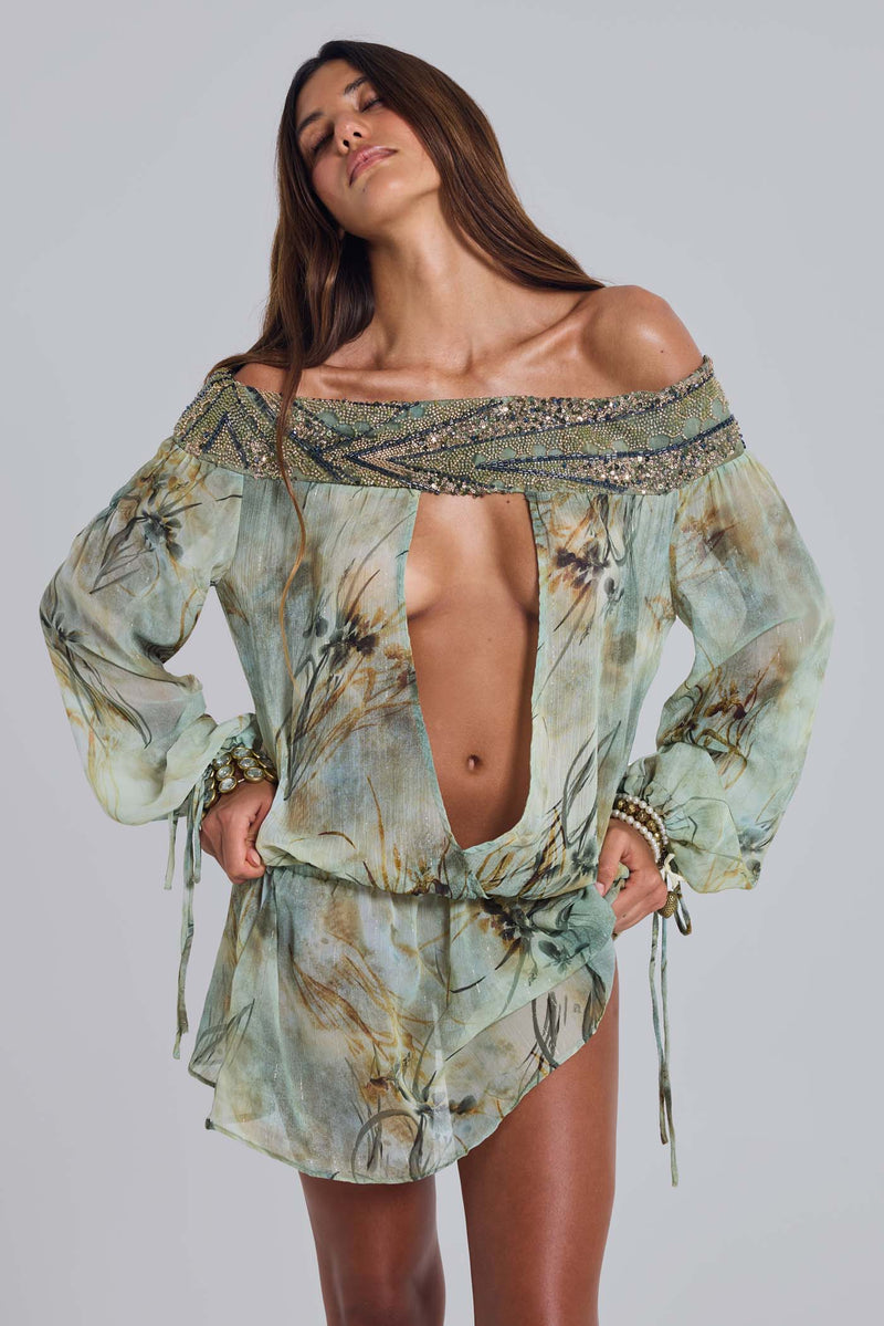 Breccia Embellished Mini Dress