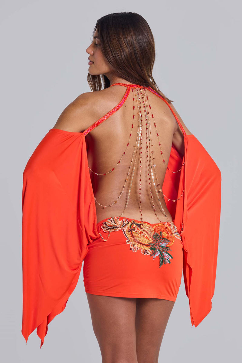 Alula Embellished Tropical Mini Dress