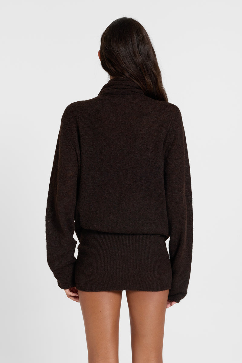 Funnel Buckle Plunge Knit Dress – view 5