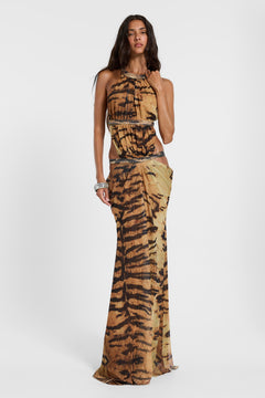 Saffra Cut Out Maxi Dress in Tiger - UK 4 / Orange