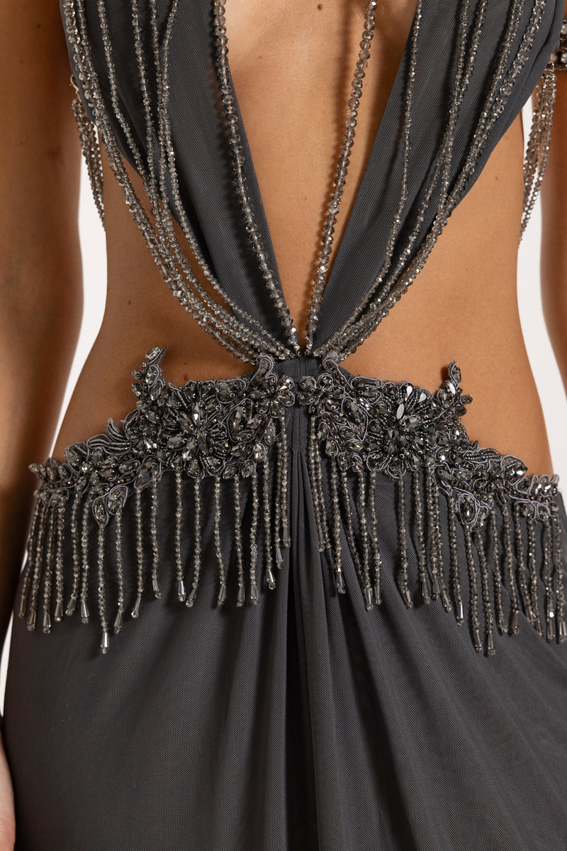 Kesa Embellished Backless Maxi Dress