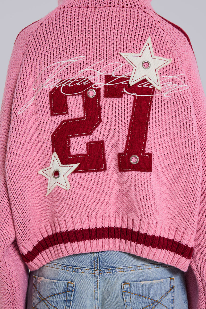Nellie Pink Hooded Knit Cardigan