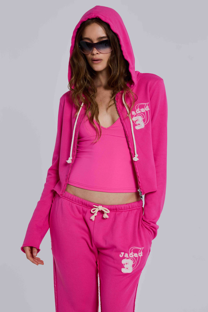 Cleo Zip Through Hoodie in Pink