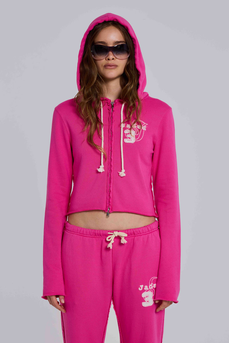 Cleo Zip Through Hoodie in Pink