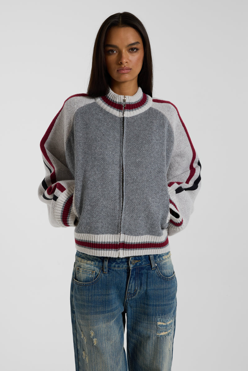 Grey Team 85 Knitted Bomber Jacket