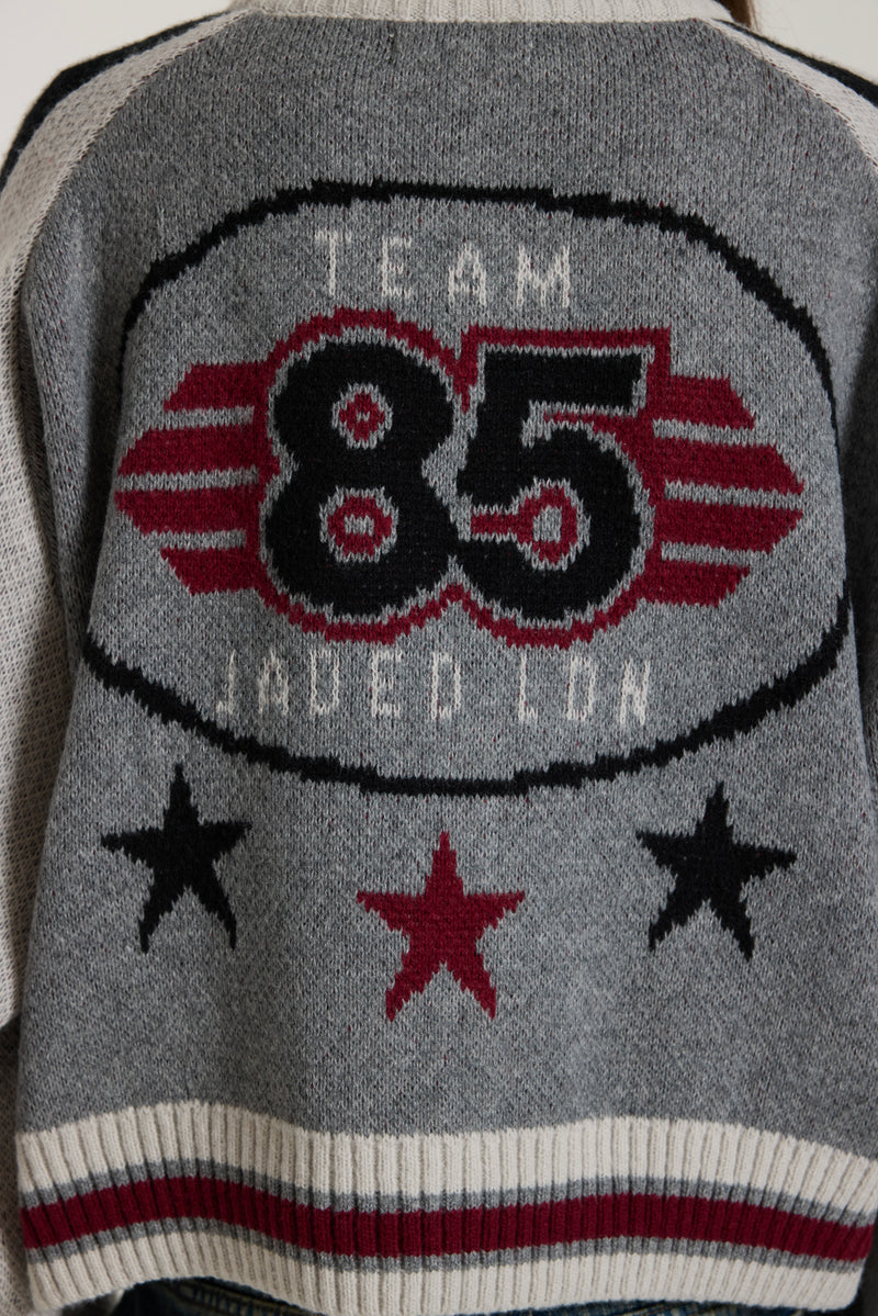 Grey Team 85 Knitted Bomber Jacket