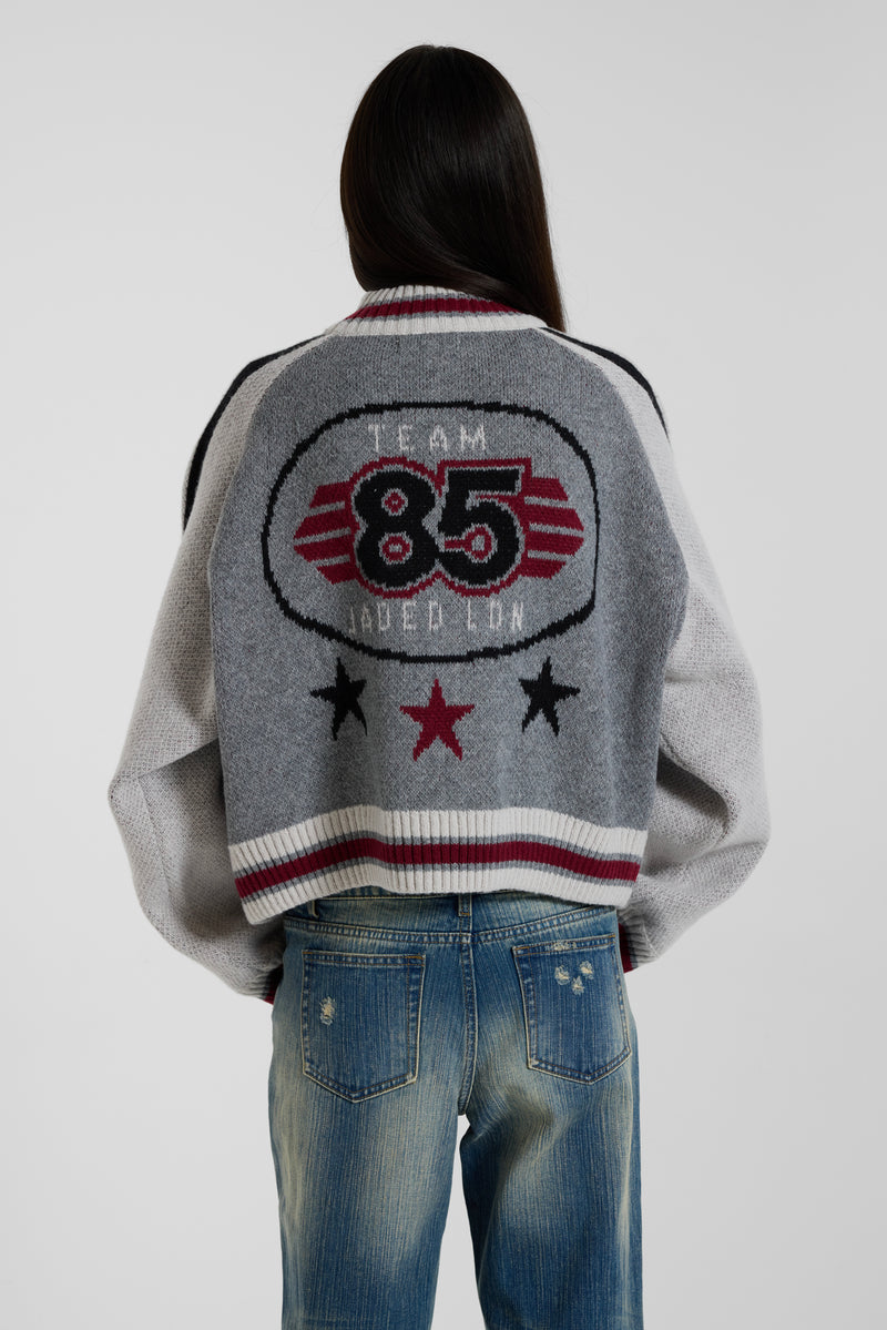 Grey Team 85 Knitted Bomber Jacket