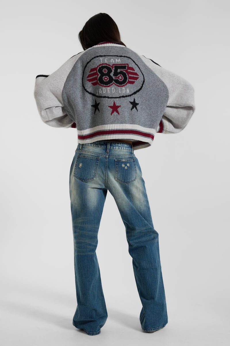 Grey Team 85 Knitted Bomber Jacket