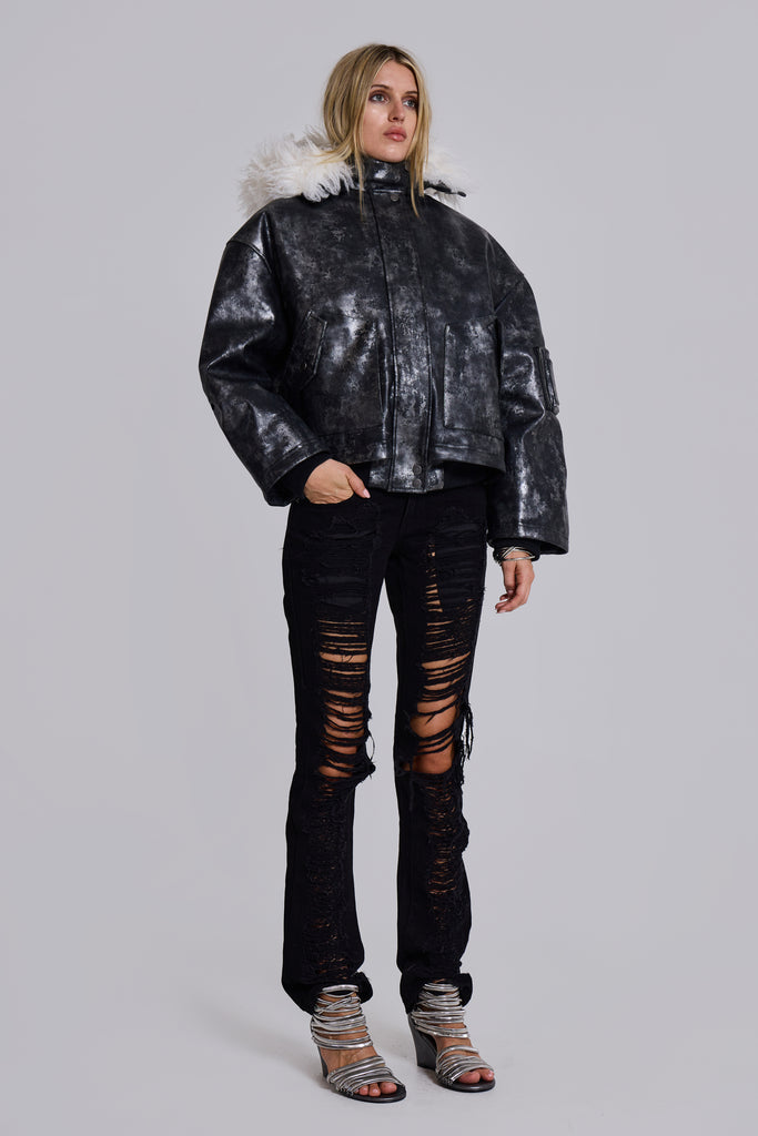Mistra PU Leather Bomber Jacket