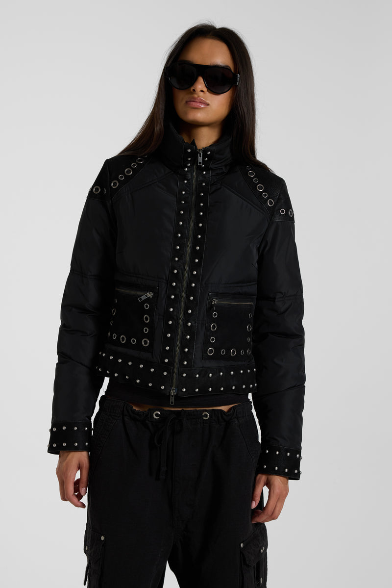 Stormie Studded Fitted Puffer Jacket