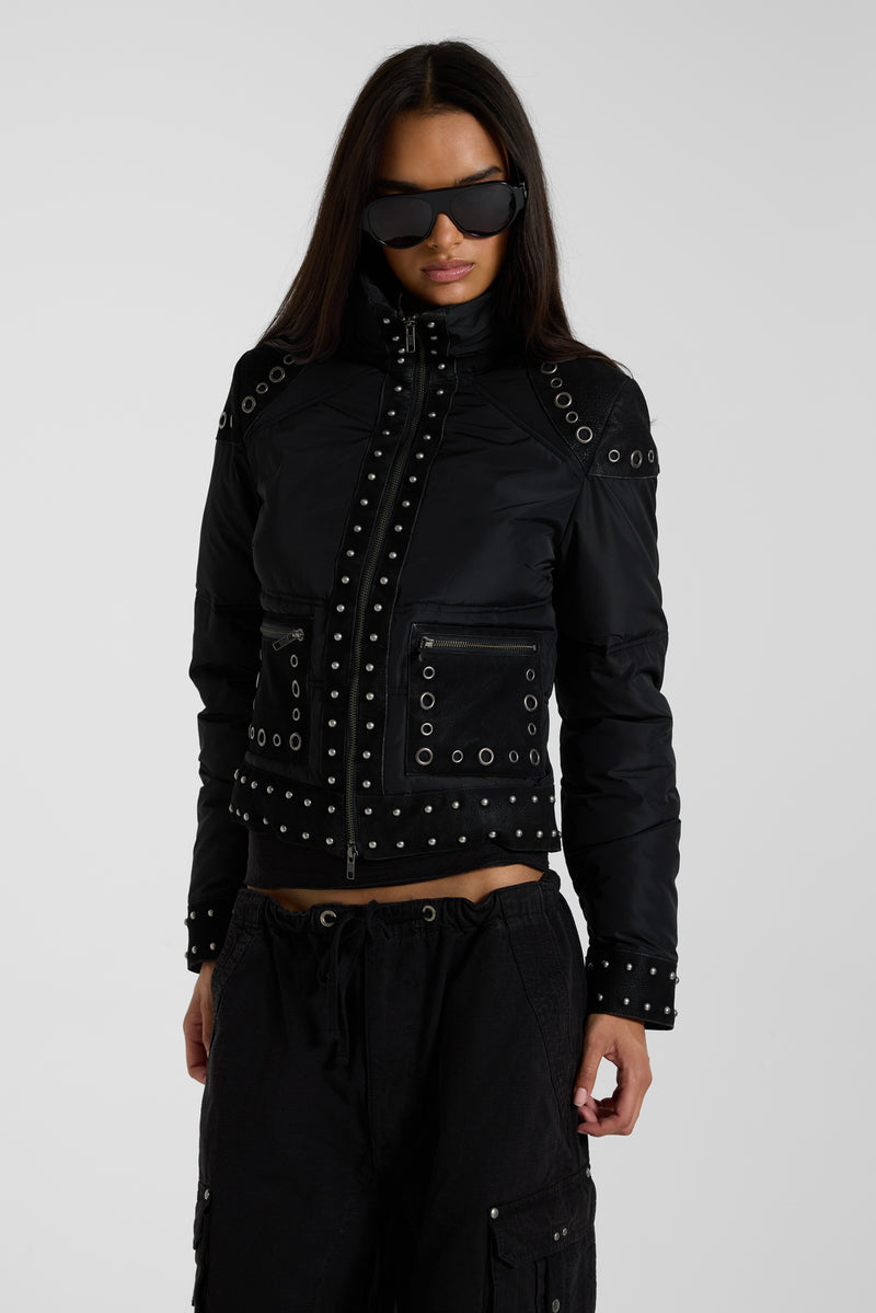 Stormie Studded Fitted Puffer Jacket