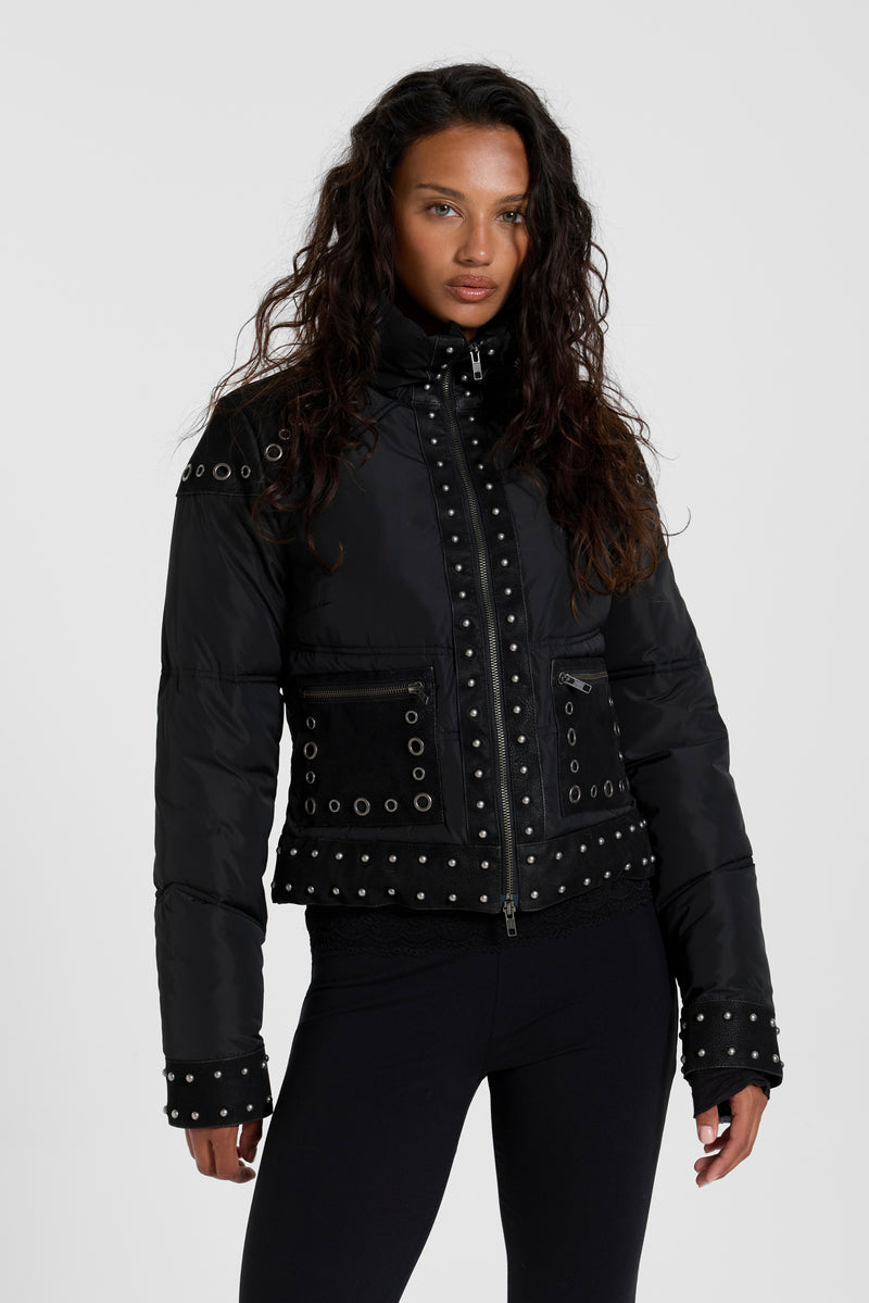 Stormie Studded Fitted Puffer Jacket