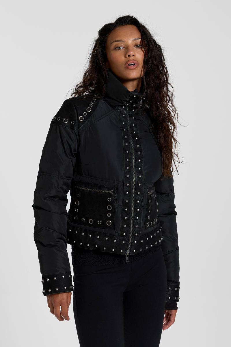 Stormie Studded Fitted Puffer Jacket