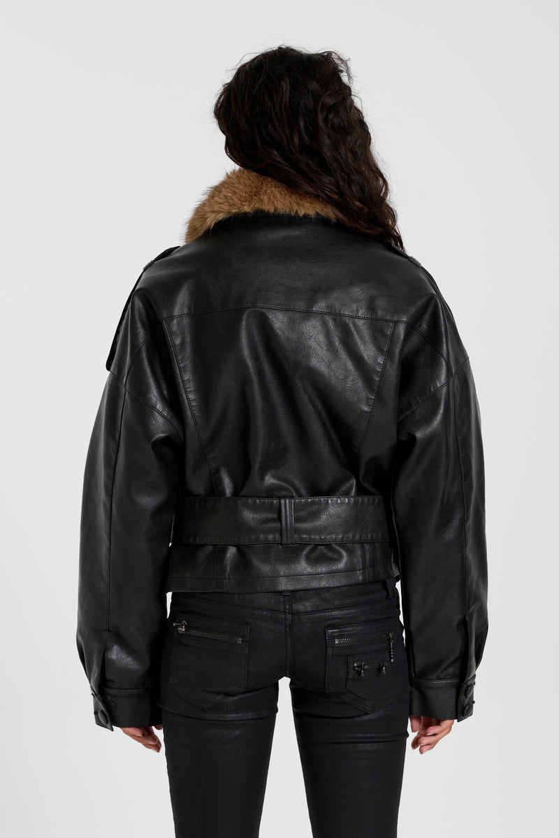 PU Biker Jacket with Belt – view 5