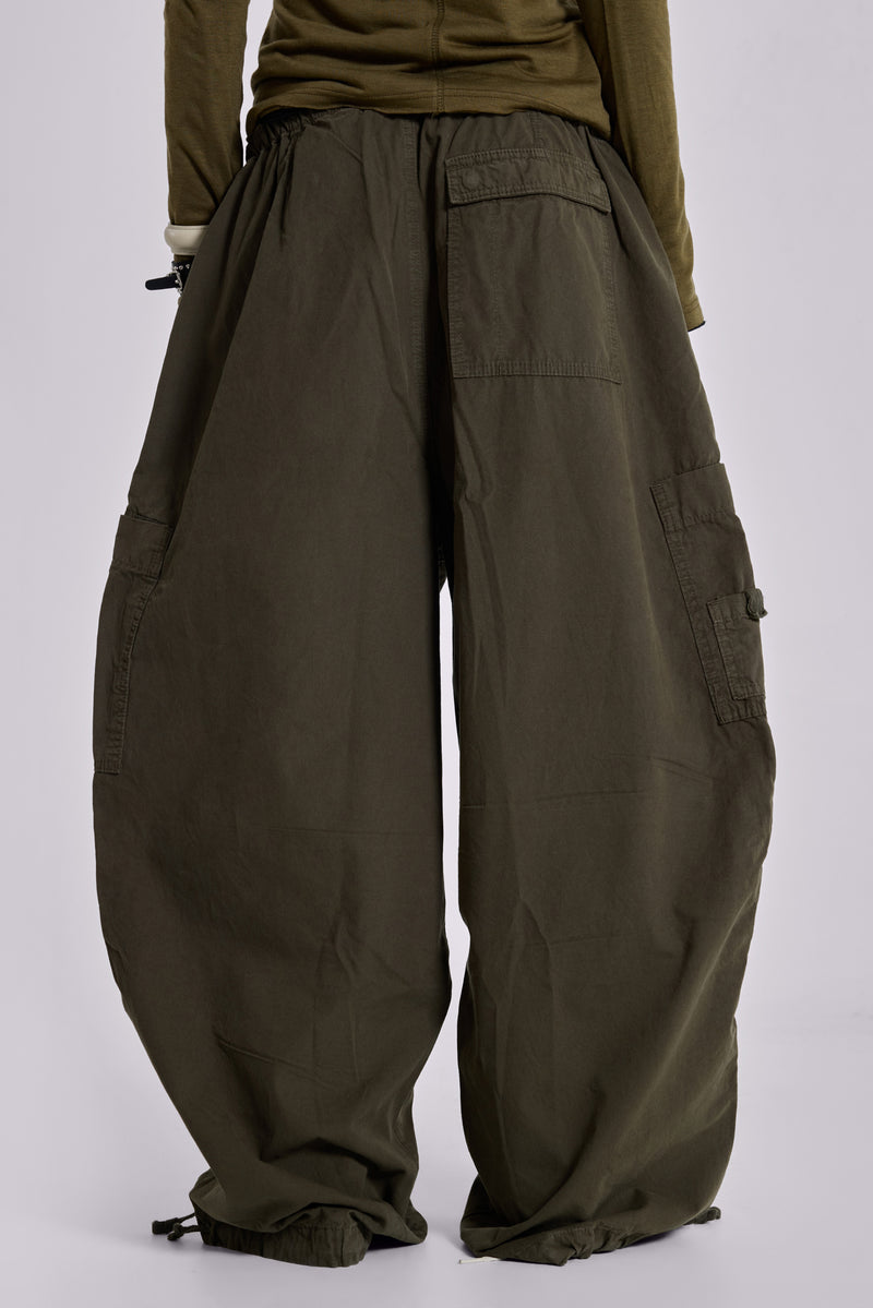 Khaki Parachute Cargo Pants