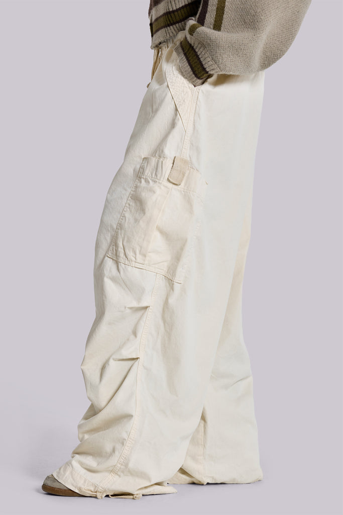 Ecru Parachute Cargo Pants
