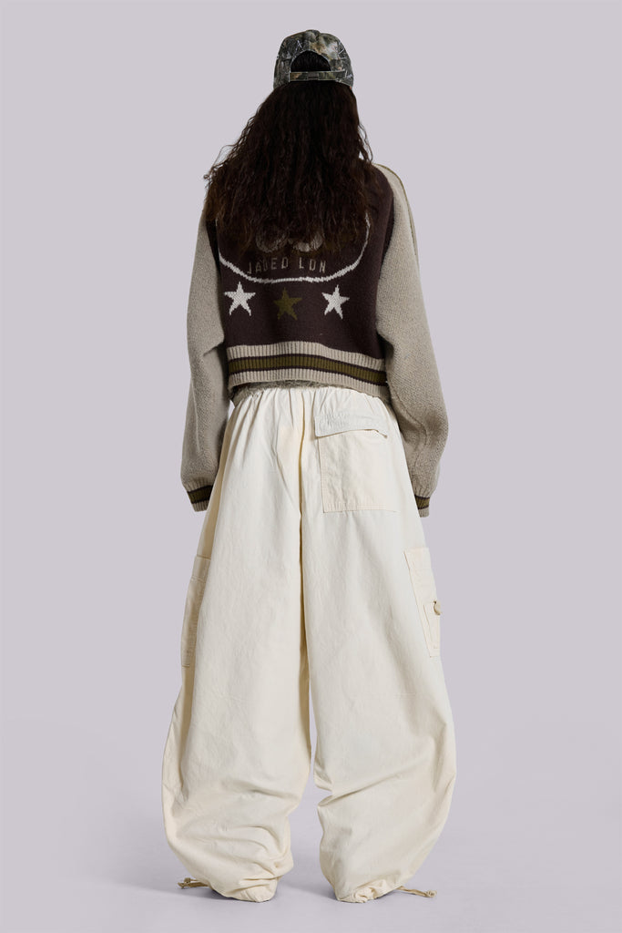 Ecru Parachute Cargo Pants