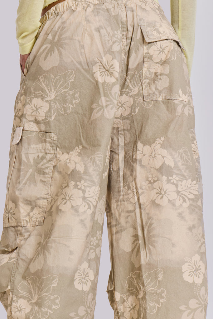 Hibiscus Bloom Parachute Cargo Pants