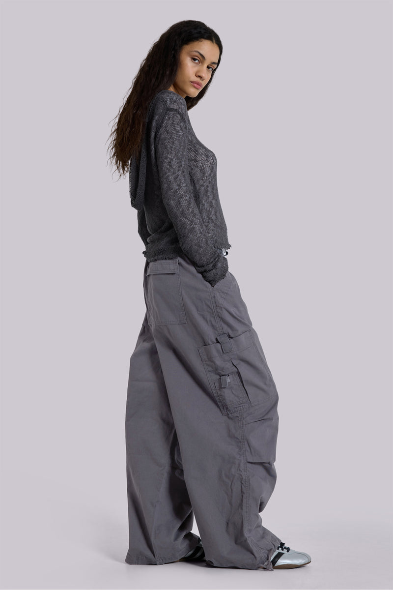 Vintage Grey Parachute Cargo Pants